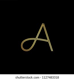 Abstract letter A AA. minimal logo design template. Vector letter logo with gold and black color.