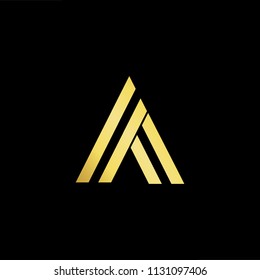 Abstract letter A AA. minimal logo design template. Vector letter logo with gold and black color.