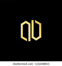 Abstract letter AB BA. minimal logo design template. Vector letter logo with gold and black color.