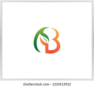 Abstract letter AB with leaf icon