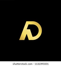 Abstract letter AD DA. minimal logo design template. Vector letter logo with gold and black color.