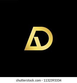 Abstract letter AD DA. minimal logo design template. Vector letter logo with gold and black color.