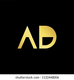 Abstract letter AD DA. minimal logo design template. Vector letter logo with gold and black color.