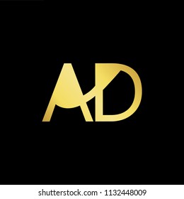 Abstract letter AD DA. minimal logo design template. Vector letter logo with gold and black color.