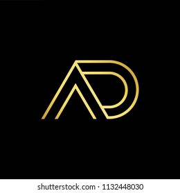 Abstract letter AD DA. minimal logo design template. Vector letter logo with gold and black color.