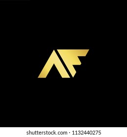Abstract letter AE EA AF FA. minimal logo design template. Vector letter logo with gold and black color.