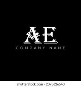 Resumen Letra AE logo vectorial de diseño Templat. Diseño del logotipo AEletter en fondo negro. AE