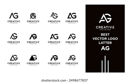 abstract letter AG logo icon set. design for business of luxury, elegant, simple.