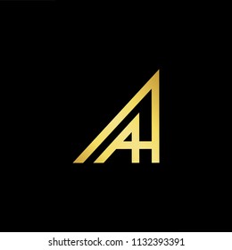 Abstract letter AH HA AA. minimal logo design template. Vector letter logo with gold and black color.