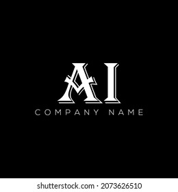 Abstract  Letter AI vector logo Design Templat. AI letter logo design on black Background. AI