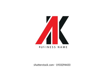 Plantilla de diseño de logotipo de vectores AK o KA para letras abstractas