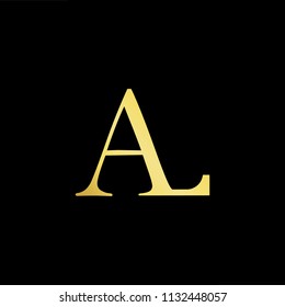 Abstract letter AL LA. minimal logo design template. Vector letter logo with gold and black color.