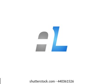 Abstract letter AL. lovely logo design template. Vector letter logo with grey and blue color.