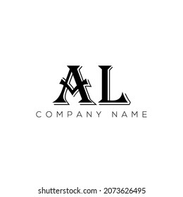 Abstrakter Brief AL Vektorlogo Design Templat. AL-Brief-Logo-Design auf schwarzem Hintergrund. AL