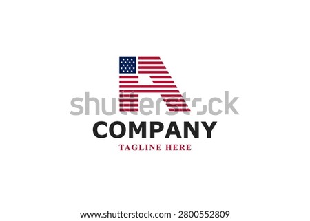 abstract letter a american flag logo minimalist usa national flag symbol for premium business branding