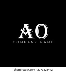 Abstract  Letter AO vector logo Design Templat. AO letter logo design on black Background. AO