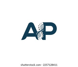 Abstract Letter AP DNA Biology Logo Concept. Creative Science, Laboratory and Biotechnology Vector Icon.