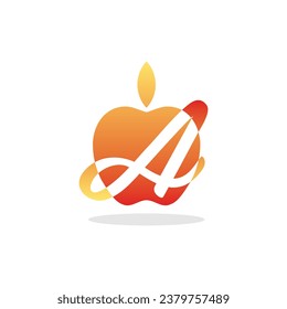 Letra abstracta plantilla de logotipo de Apple, logotipo de vectores para identidad empresarial y de empresa