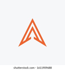 Abstract letter A with arrow element. Creative and Minimalist Letter A  Logo Design Icon. Modern logo idea sign Universal emblem vector icon.