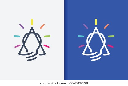 Abstract Letter A as Arrow and Light Bulb as Idea with Fun Colorful Concept. Flat Vector Logo Illustration.