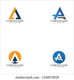 Ilustración vectorial de diseño de la letra abstracta A y del logotipo de flecha