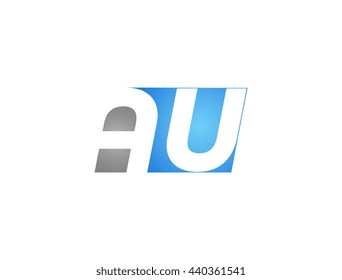 Abstract letter AU. lovely logo design template. Vector letter logo with grey and blue color.