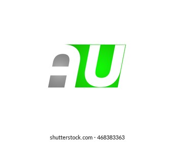 Abstract letter AU. lovely logo design template. Vector letter logo with Green and Gray color.