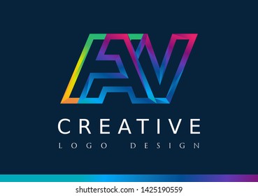 Abstract Letter AV Design illustration vector template for technology, multimedia etc. Gradient style.