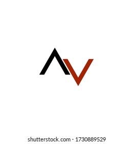 Resumen Carta AV, A y V monograma con color negro y rojo en fondo blanco