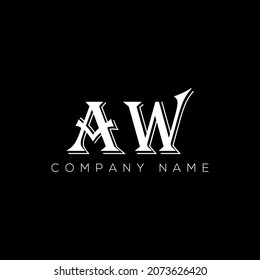 Abstract  Letter AW vector logo Design Templat. AW letter logo design on black Background. AW