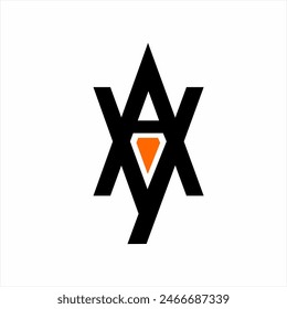 Abstrakter Buchstabe AY-Logo-Design mit Rautenzeichen im Negativbereich.