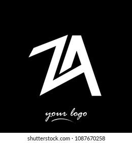 Abstract letter AZ logo white vector