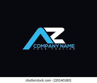Letra abstracta AZ Diseño Moderno Con Logo. Ilustración vectorial de carta creativa AZ sobre fondo negro.
