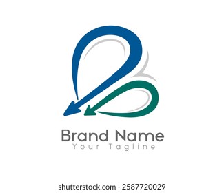 abstract letter B arrow logo design template illustration