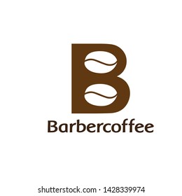 Abstract letter B barbercoffee logo design template. Letter B logo branding.