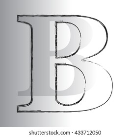 Abstract letter B of black brush.