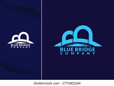 abstract letter b blue bridge logo design template