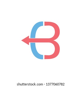 abstract letter b bow arrow overlapping logo vector