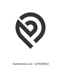 Abstract letter b or bp logo concept. Linear location symbol logo icon vector