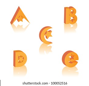 Abstract Letter A B C D E Symbol Icon Set EPS 8 vector, grouped for easy editing. No open shapes or paths.