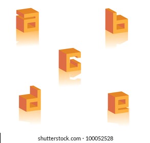 Abstract Letter A B C D E Symbol Icon Set EPS 8 vector, grouped for easy editing. No open shapes or paths.