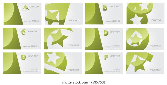 Abstract Letter A B C D E F alphabet logo symbol icon business card set EPS 8 vector, grouped for easy editing. No open shapes or paths.