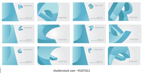 Abstract Letter A B C D E F alphabet logo symbol icon business card set EPS 8 vector, grouped for easy editing. No open shapes or paths.