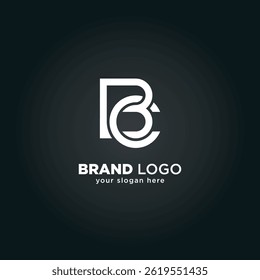 Abstract Letter B and c Monogram Logo with Black Background.
