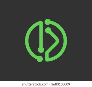 Abstract Letter B contains from circuit. Icon logo design concept. Technology and digital sign.