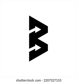Letra abstracta vectorial del logotipo de diseño B con signo de flecha