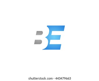 Abstract letter B E. lovely logo design template. B E Vector letter logo with grey and blue color.