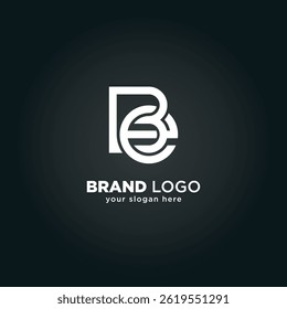 Abstract Letter B and E Monogram Logo with Black Background.
