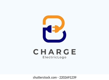 Abstraktes Letter-B-Plug-Logo, Letter-B- und Plug-Kombination, flache Design-Logo-Vorlage, Vektorgrafik