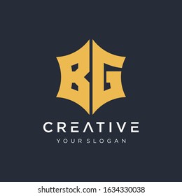 Abstract letter B G star hexagon simple logo icon design vector. Logo Emblem Capital Letter Modern Template. Creative minimalist logotype icon symbol. -VECTOR